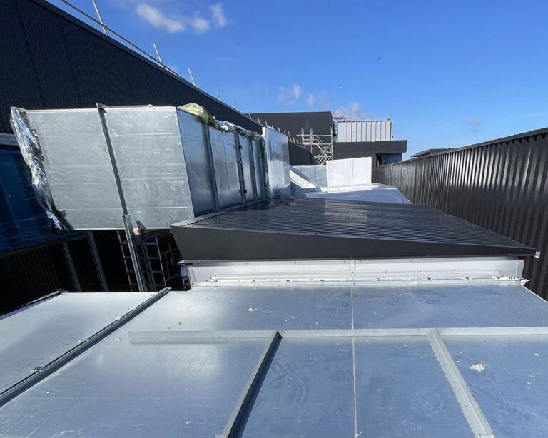 Installation of Industrial ventilation system in Dagenham Film studios, carried out by Maslev Vent