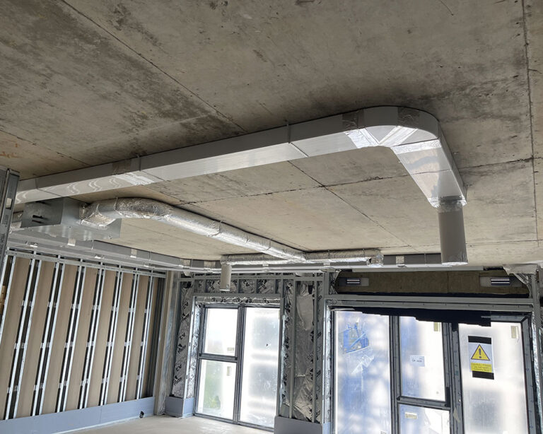 Quality execution of the 1st and 2nd fix of MVHR in Merrick Place, London location, carried out by Maslev Vent
